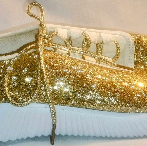 Women's Forever Golden Glitter Sparkly Lightweight Tennis Sneakers Shoes Size 11 - Picture 9 of 12